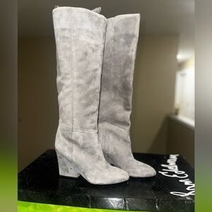 Sam Edelman Light Gray Suede Knee High Boots